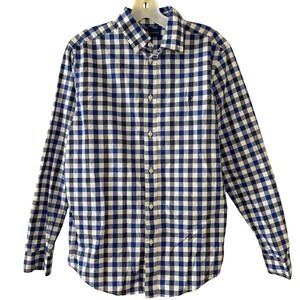 Ralph Lauren Boys XL 18-20 Blue White Gingham Plaid Button Up Shirt Long Sleeve